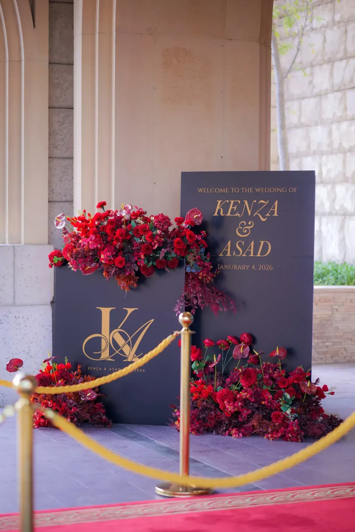 Monogram welcome at the ballroom entrance